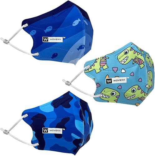 Miniatura 6 de Mascarilla facial de 5 capas para niños pequeños de 2 a 3 años, paquete de 15, con cintas elásticas ajustables para las orejas, empaquetadas