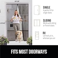 Vista 6 de GORILLA GRIP Puerta mosquitera magnética, cortina de malla manos libres mantiene fuera insectos y mosquitos, cierre magnético automático, cubierta