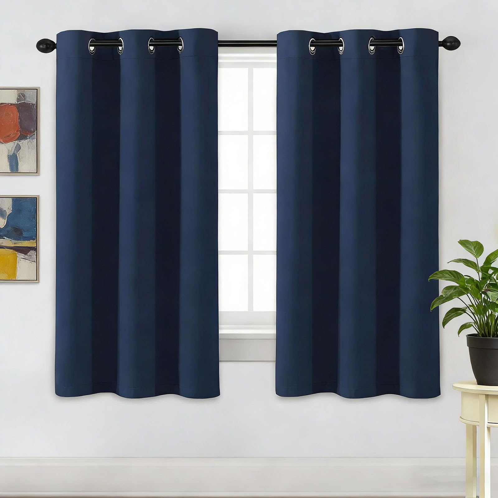 Rideau occultant thermique 90x220 cm isolant anti froid bleu foncé pour chambre
