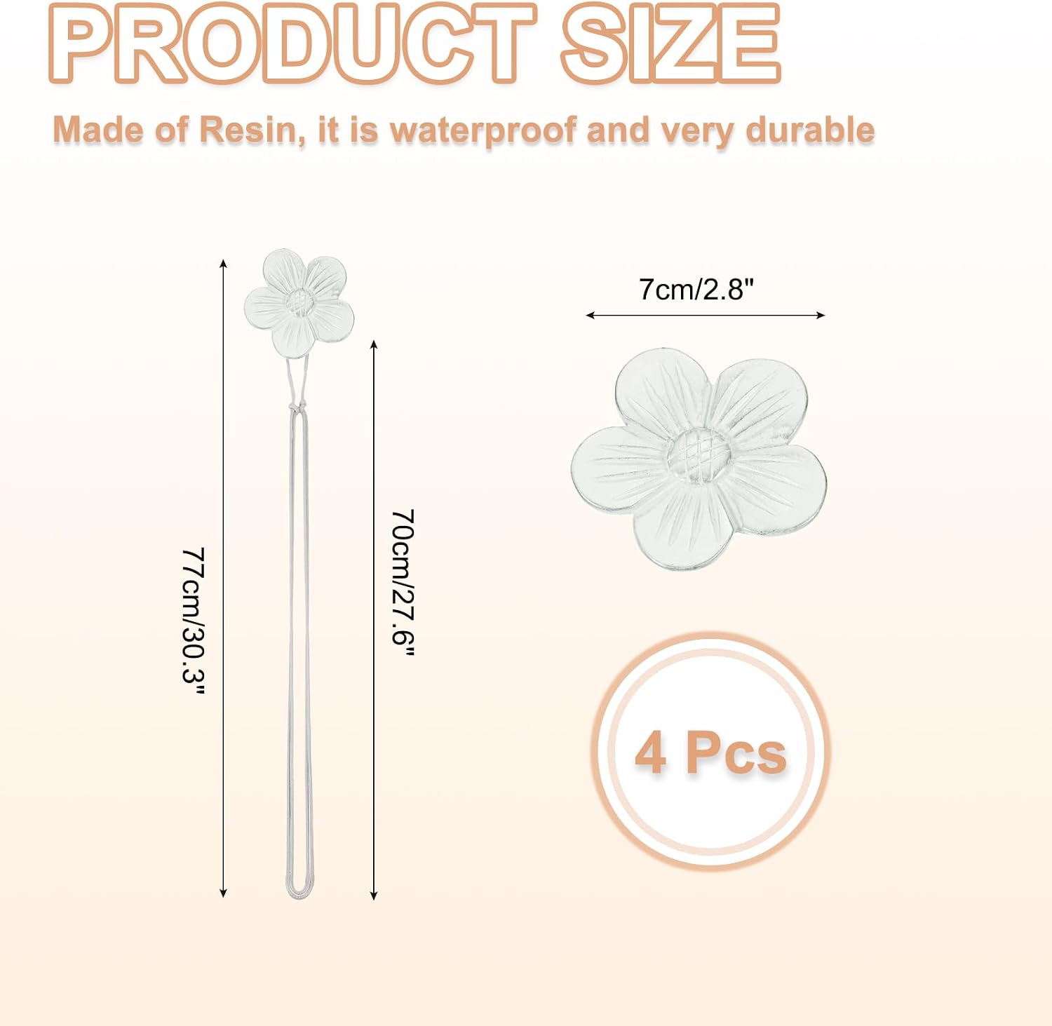 PATIKIL Magnetic Curtain Tiebacks, 4 Pack Resin Flower Drapery Holdbacks, Vintage Curtain Holdbacks Rope, Magnetic Window Drapery Decorative for Home, Cafe, Office, Gray image 2