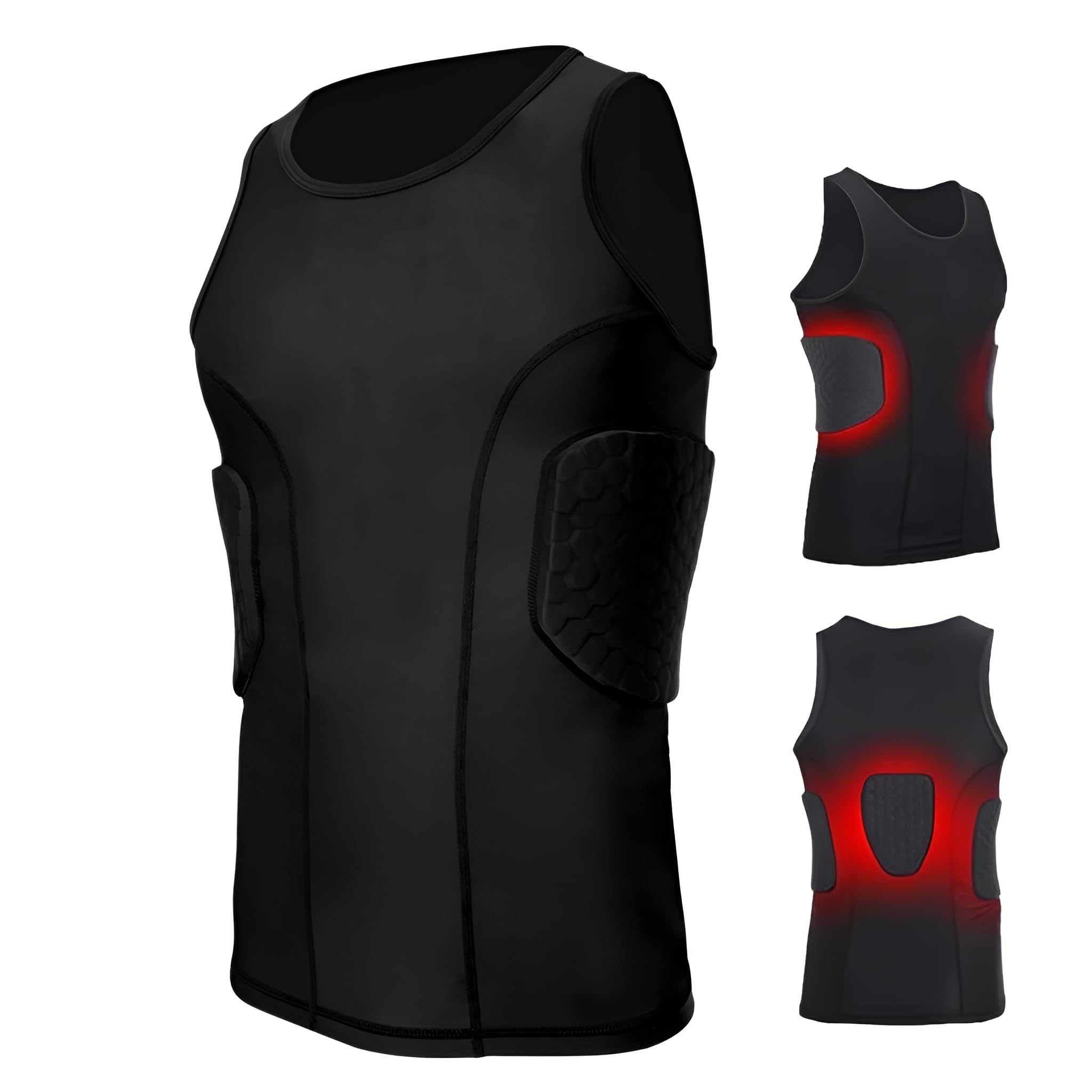 SOONHUA Camiseta de fútbol acolchada para hombre protección antigolpes silicona pantalones cortos accesorio deportivo baloncesto rugby chaleco