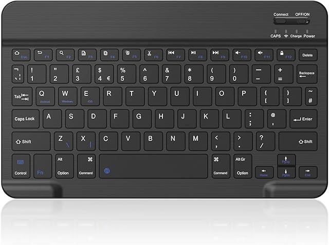 PINKCAT Bluetooth Keyboard, Ultra-Slim Wireless Keyboard UK Layout Quiet Portable Design with Built-in Rechargeable Battery for iOS, Mac, iPad, Windows and Android 3.0 and above OS