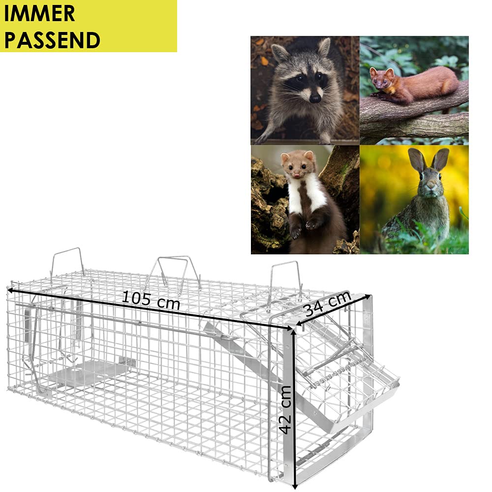 Petigi Gabbia Trappola per Animali Talpa Ratto Mouse Topo Nutria 105 x 34 x 42 cm