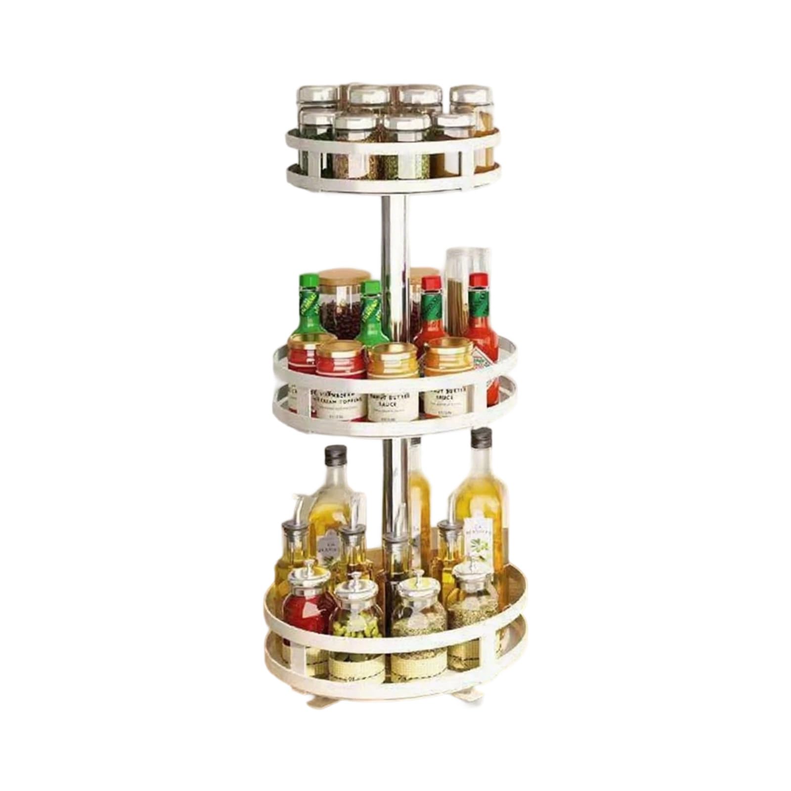 Msioytog 360 Degree Rotating Kitchen Countertop Organizers Adjustable Tiers Shelf for Bathroom Cosmetics Multiple Layer Cosmetic Organizers