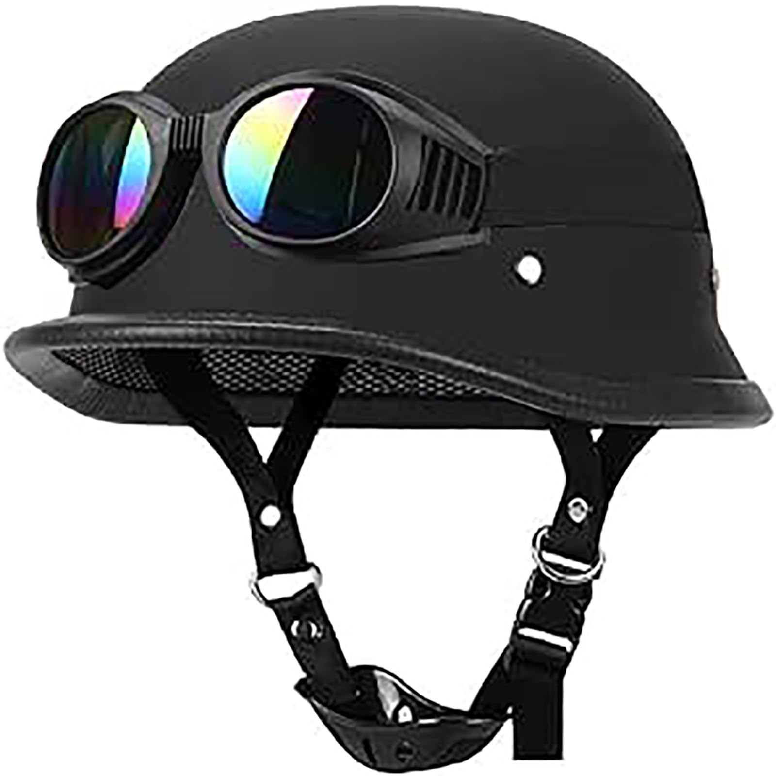Retro German Style Open Face Beanie DOT Approved Baseball Cap,Low Profile Motorcycle Vintage Moped Scooter Motorbike Bicycle Skull Cap Hel-Mets for Adult Men Women — view 9