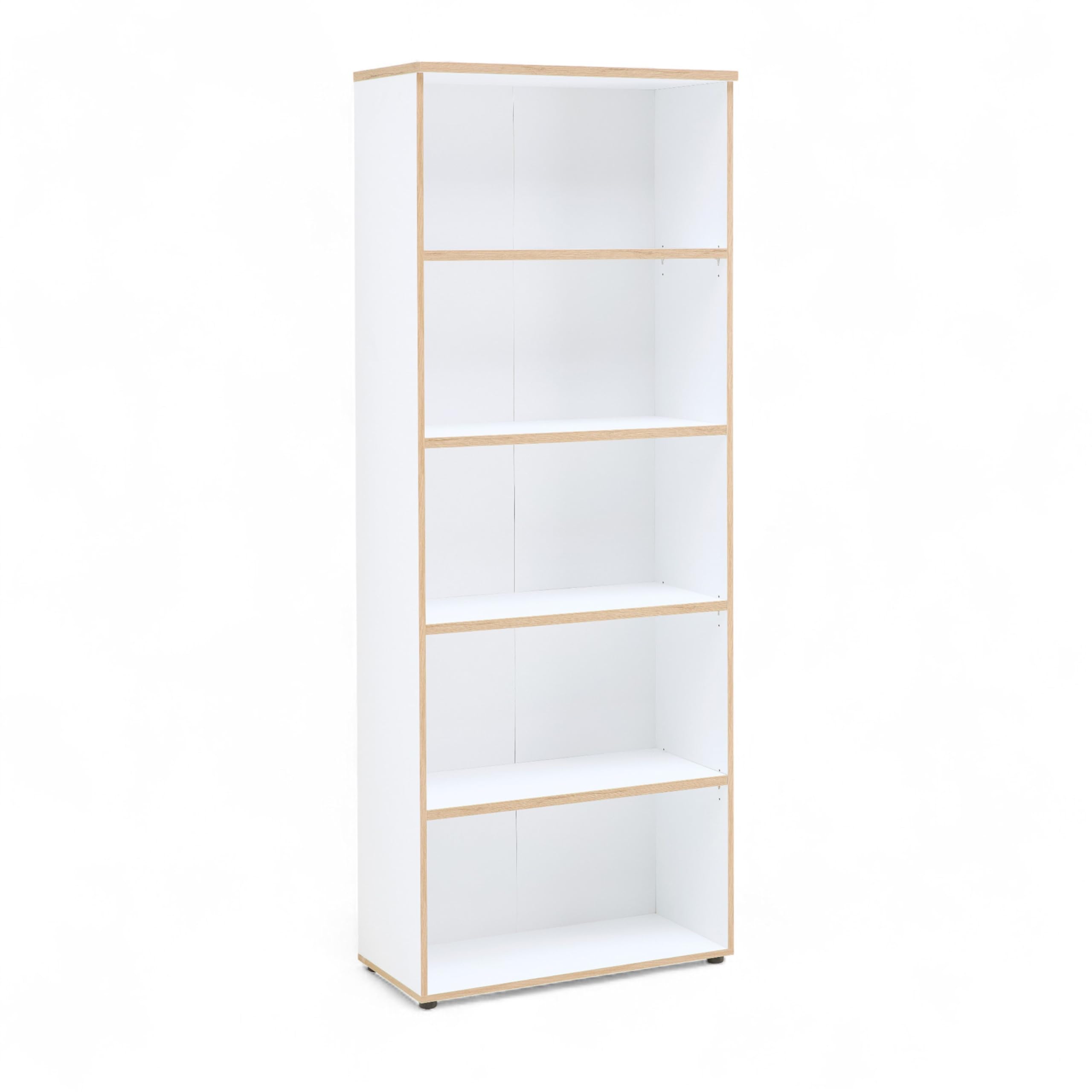 Memphis Aktenregal in Weiß, Artisan Eiche Optik - Modernes Standregal mit 5 offenen Fächern - 75 x 197 x 38 cm (B/H/T)