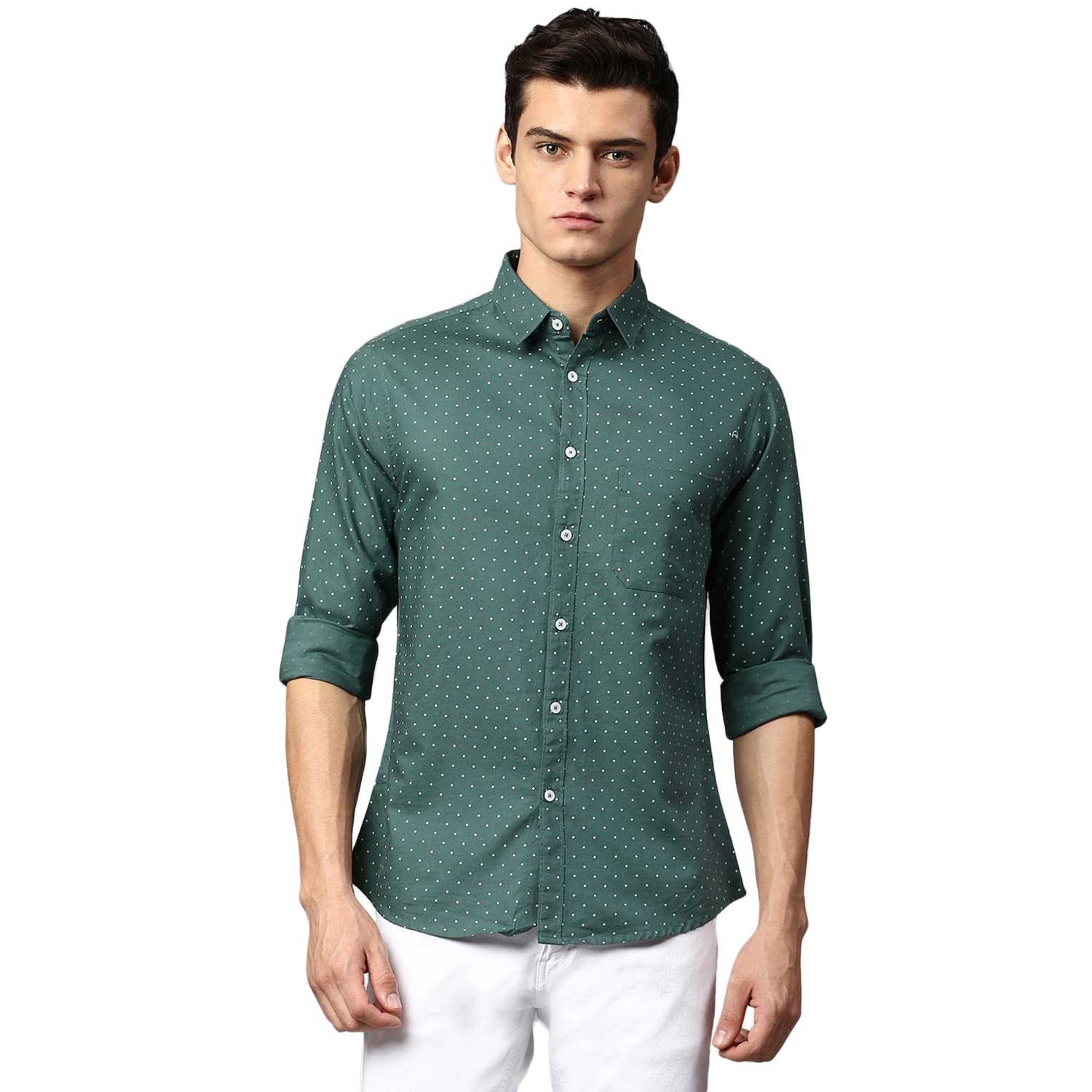 Dennis Lingo Men's Brown Slim Fit Cotton Casual Shirt