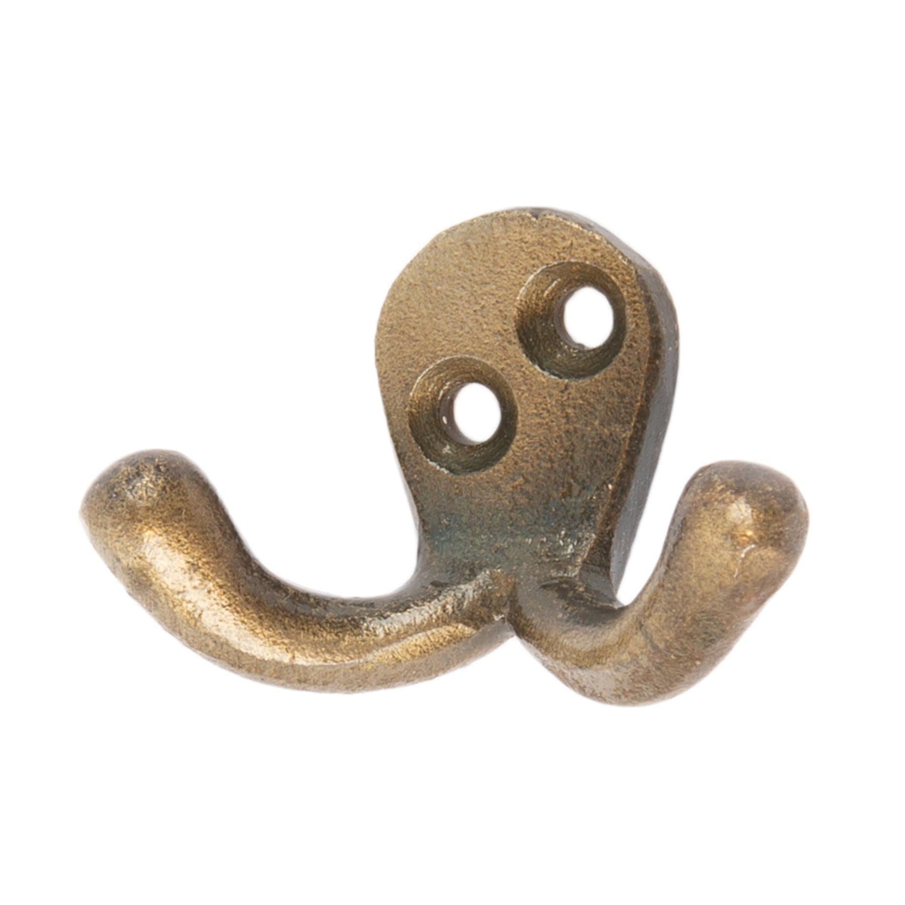 Hammer And Tongs Brass - Double Coat Hook - W50mm X H35mm