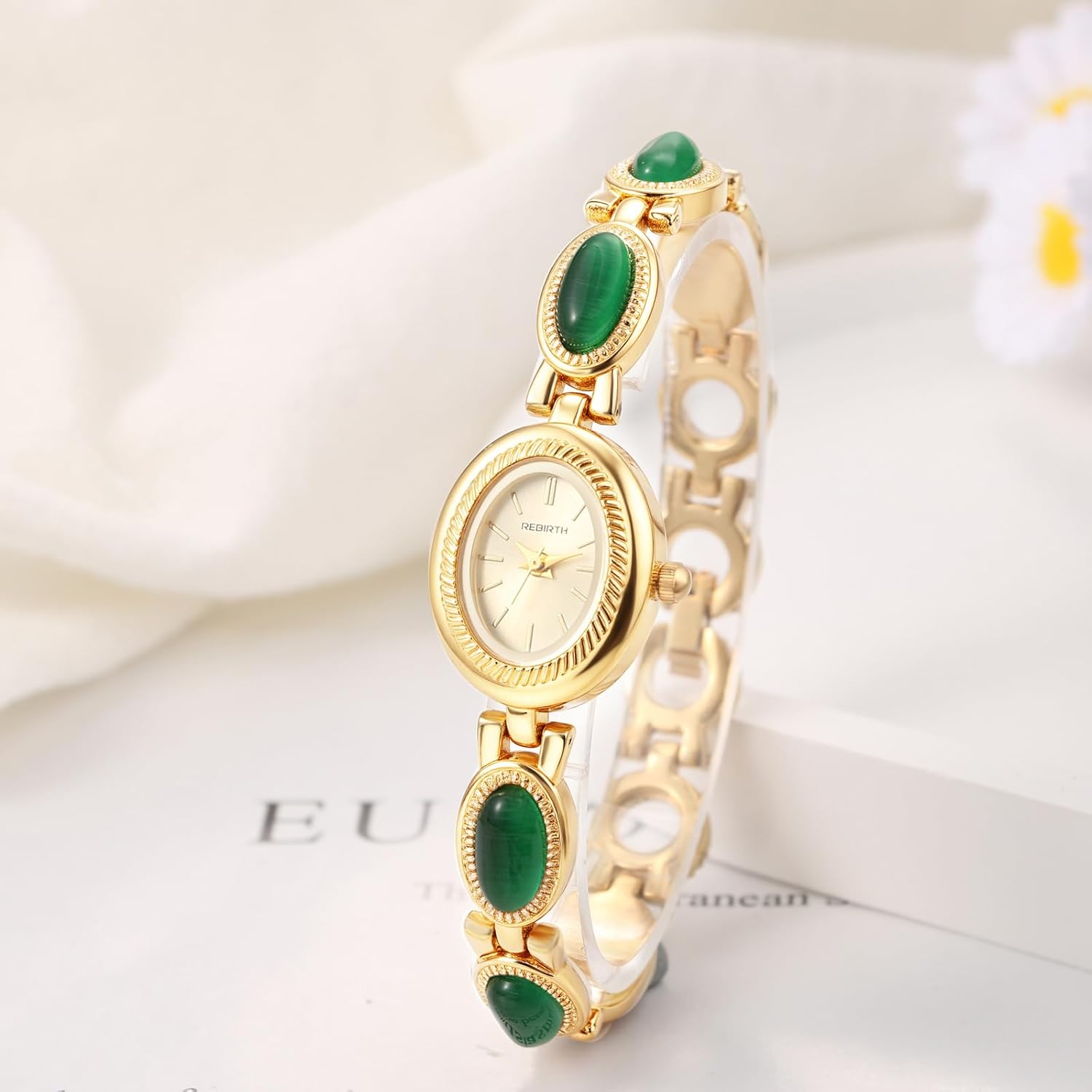 Avaner Women's Gold Bracelet Watches: Ladies Oval Face Colorful Rhinestones Adjustable Band Vintage Retro Elegant Quartz Wrist Watch - Image 2