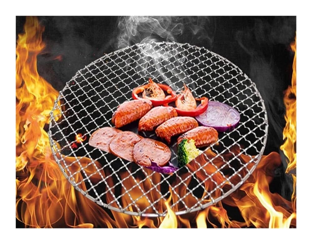 Redes redondas de acero inoxidable 304 para asar en casa, red de tocino, accesorios para barbacoa, antiadherente, 24 cm