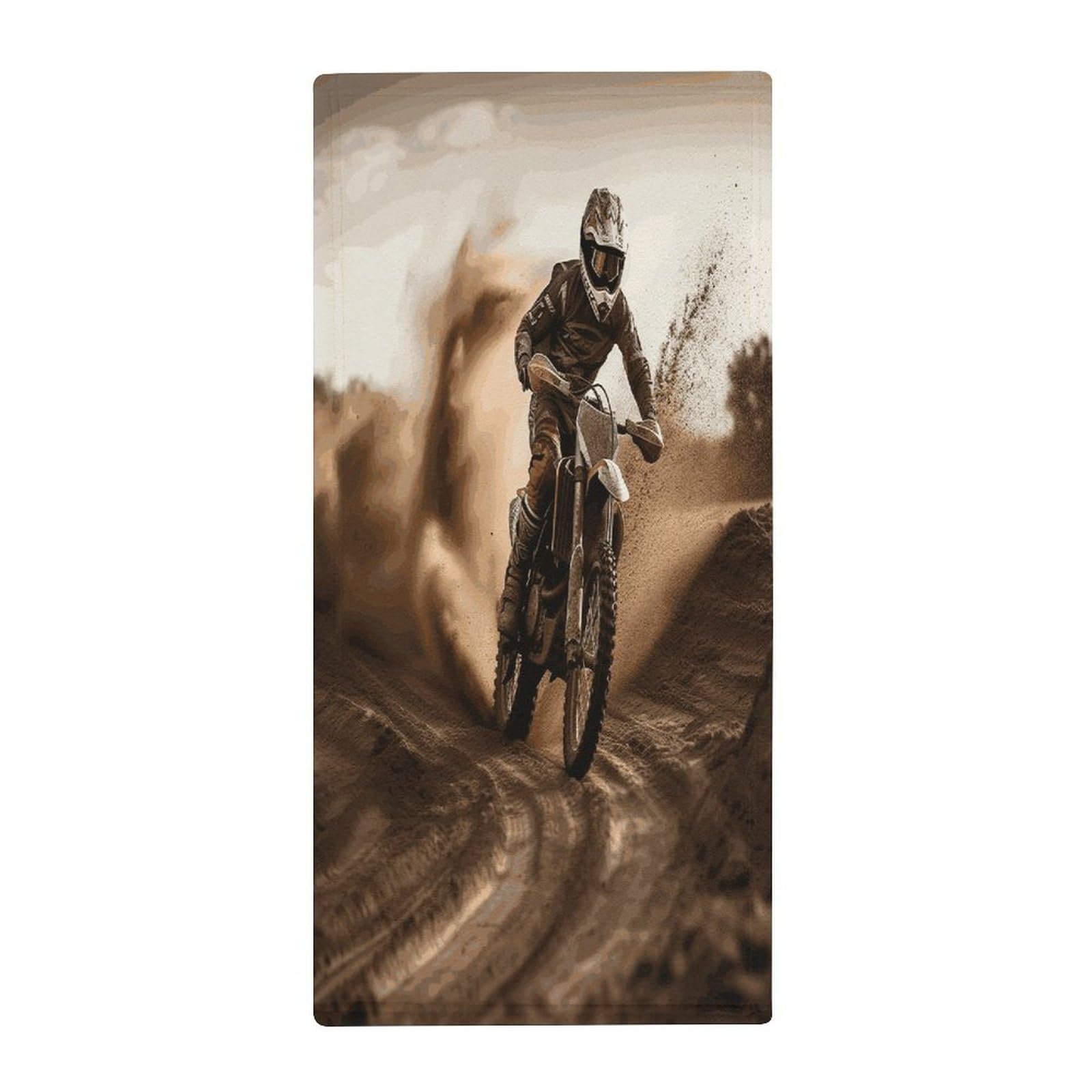 FekiLoot Motocross Hand Towels Coral Velvet Highly Absorbent Towel,Classic Luxury Printed Hand Towels Soft Hands Face Towel for Bathroom Kitchen Salon Workout 13.8 X 28.7 in