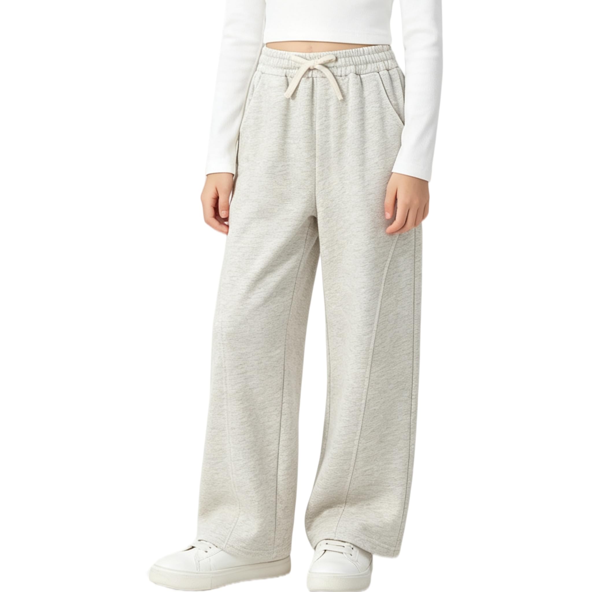 Rolanko Pantalon de Survêtement pour Filles avec Taille Élastique, Pantalon de Jogging de Sport Ample pour Enfants Confort Décontracté