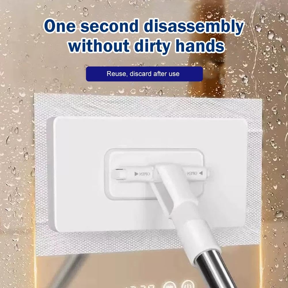 Mopa con sistema de sujeción a presión, paño de sujeción automática, trapeador de suelo con paños de microfibra reutilizables, barra de limpieza húmeda y seca y paños de barrido para limpieza de