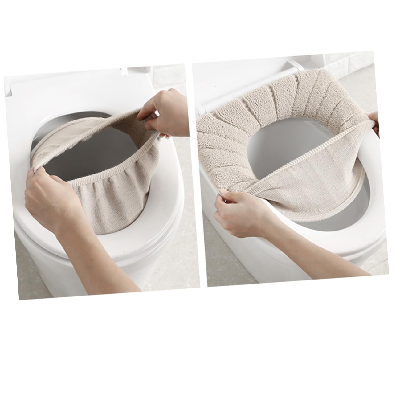 Beatifufu 3pcs Soft Warm Elastic Stretchable Cushion Toilet Seat Pads Universal Warmer Seat Covers Random