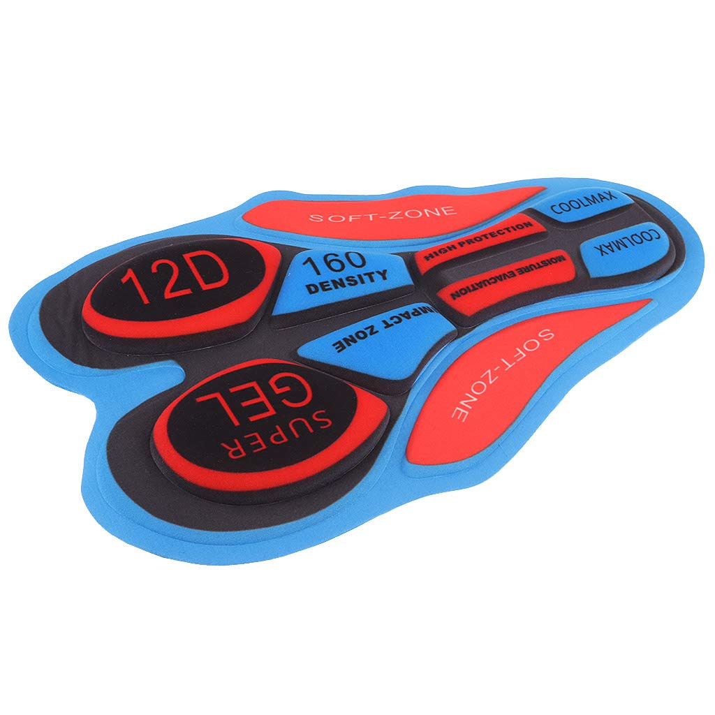 B Baosity Atmungsaktiv Gel-Polster 3D Pad Gel-Polsterung für Radhose Radlerhose Fahrradhose Fahrradbekleidung Kissen - 12D Rot
