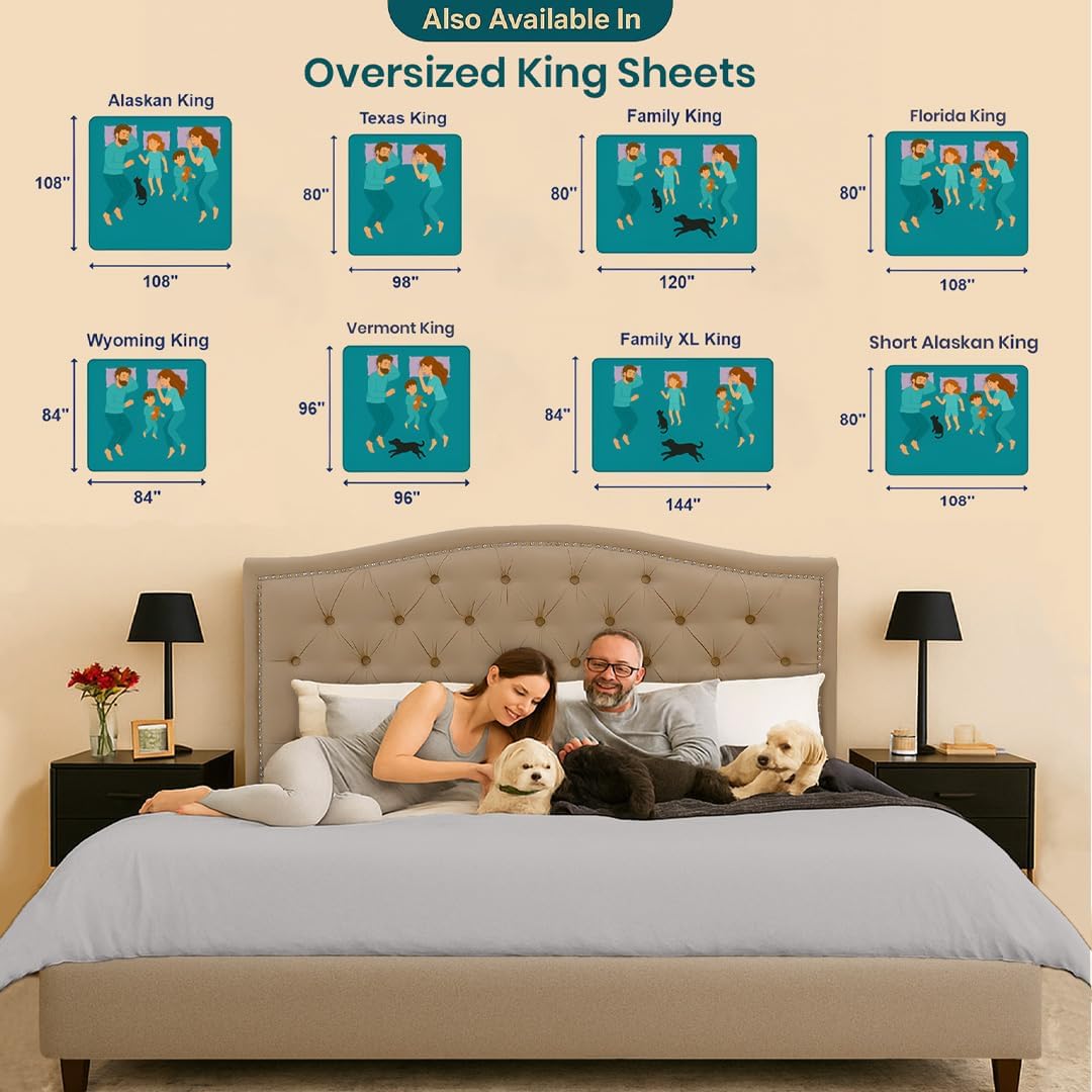 SGI bedding 80"x98" 4 Pc Texas King Sheet Set 1000 Thread Count 100% Egyptian Cotton - Deep Pocket 15" Ultra Soft, Breathable, Hotel Quality Sheets, Oversized Bed Sheets, Silver