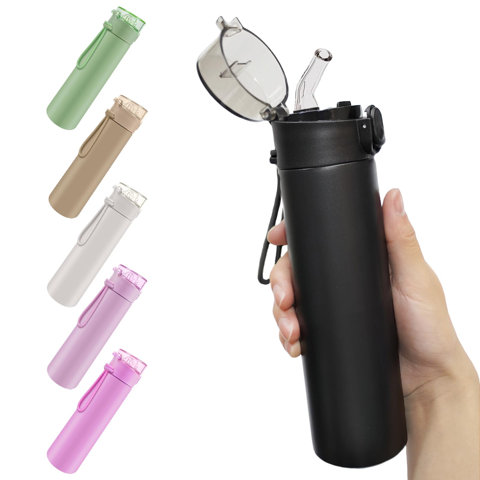 AMFUN Edelstahl Trinkflasche, 304 Edelstahl Wasserflasche mit Griff, Mini Doppelwandige Thermosflasche, Tragbarer Isolierflasche für Sport, Schule, Outdoor