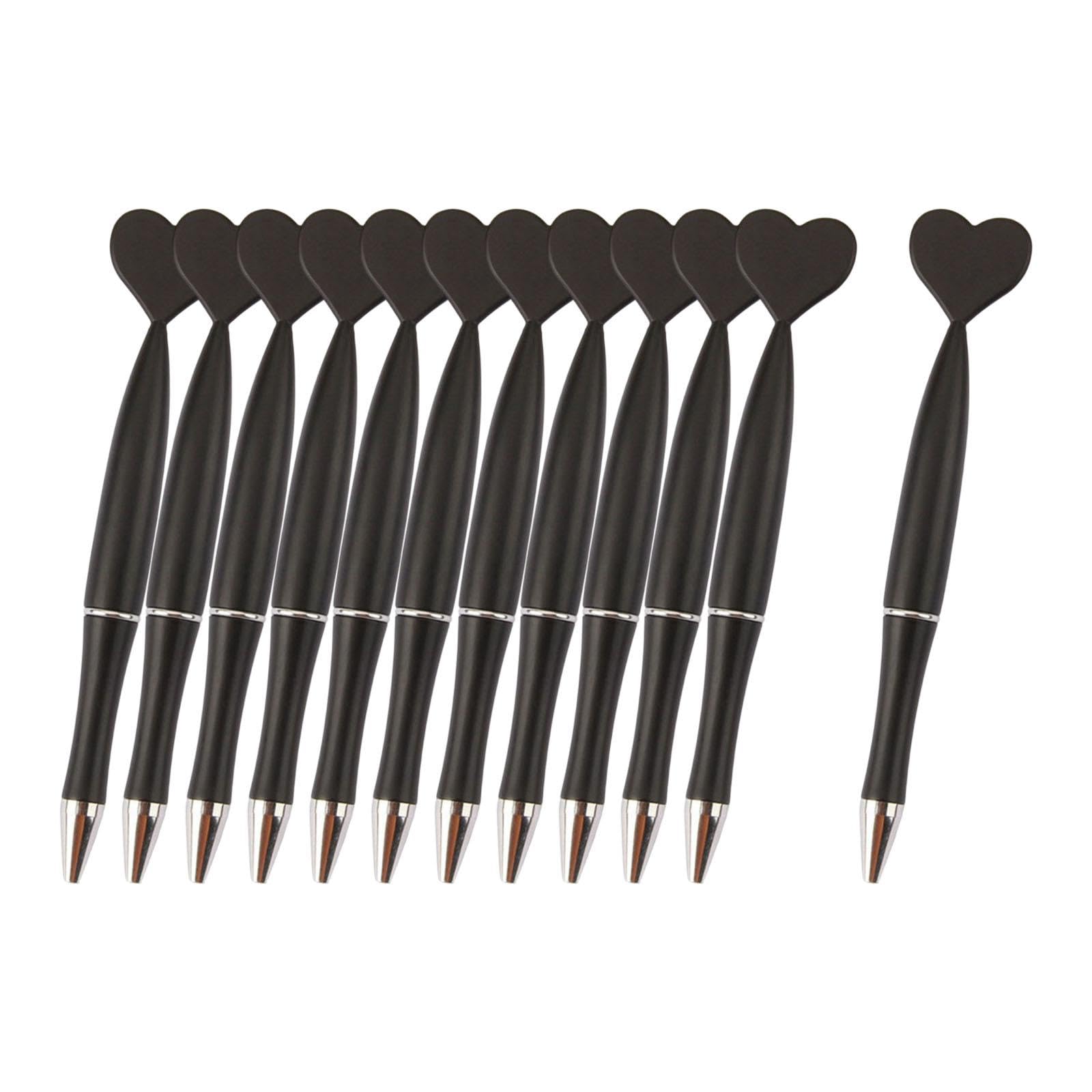 Colcolo 12Pcs Valentine's Day Heart Shaped Pens Ballpoint Pens Sturdy Black Ink for Party Supplies Scrapbooking Diaries Notes Office, black