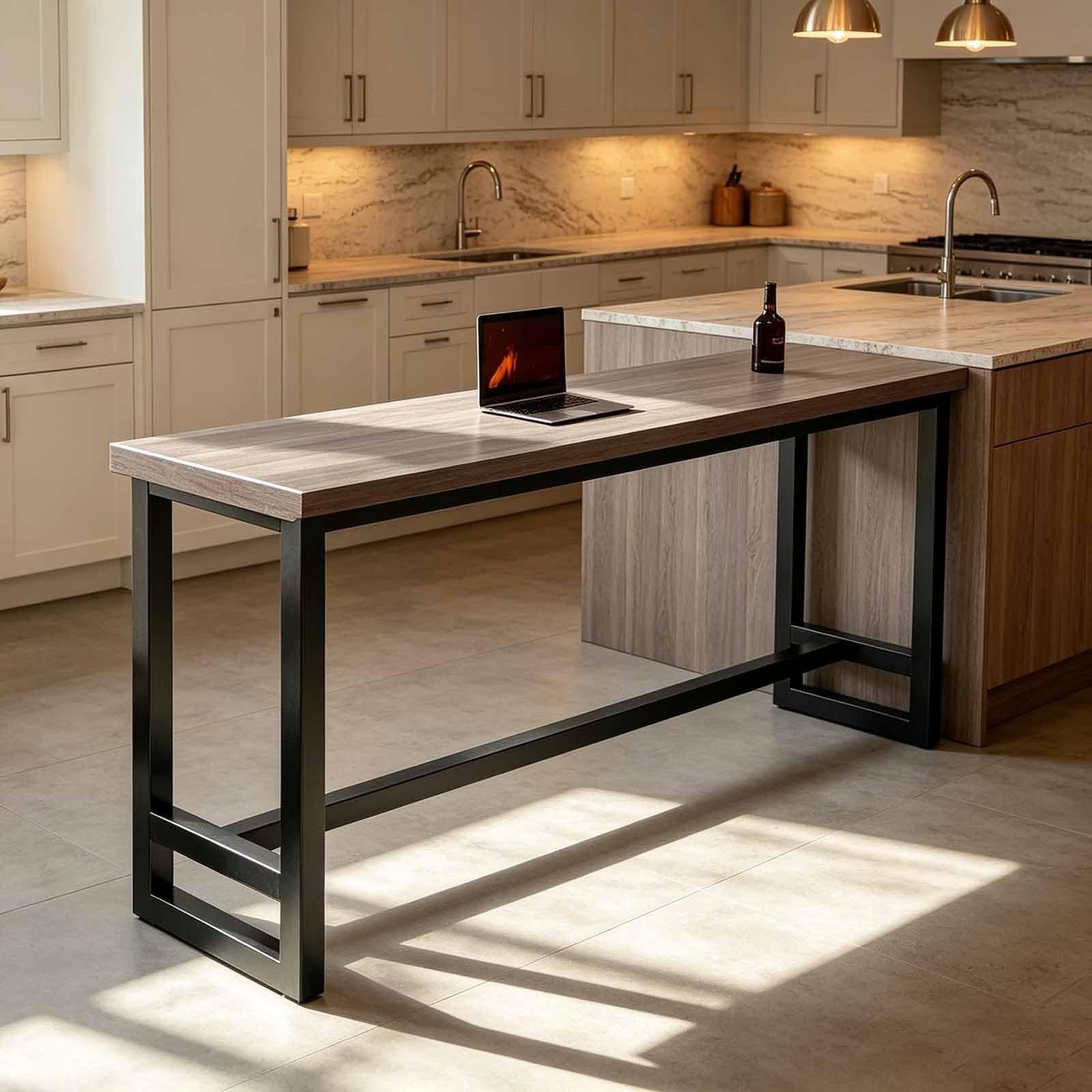Mesa alta rectangular de 30cm de fondo para ganar espacio en cocinas estrechas 1