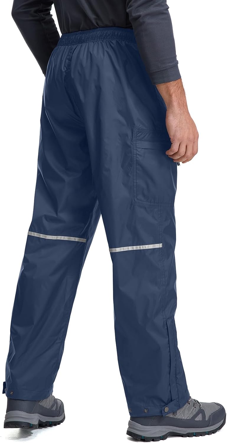 Men's Rain Pants Waterproof Over Pants Windproof Outdoor Hiking Pants for Golf,Fishing,Cycling - Image 2