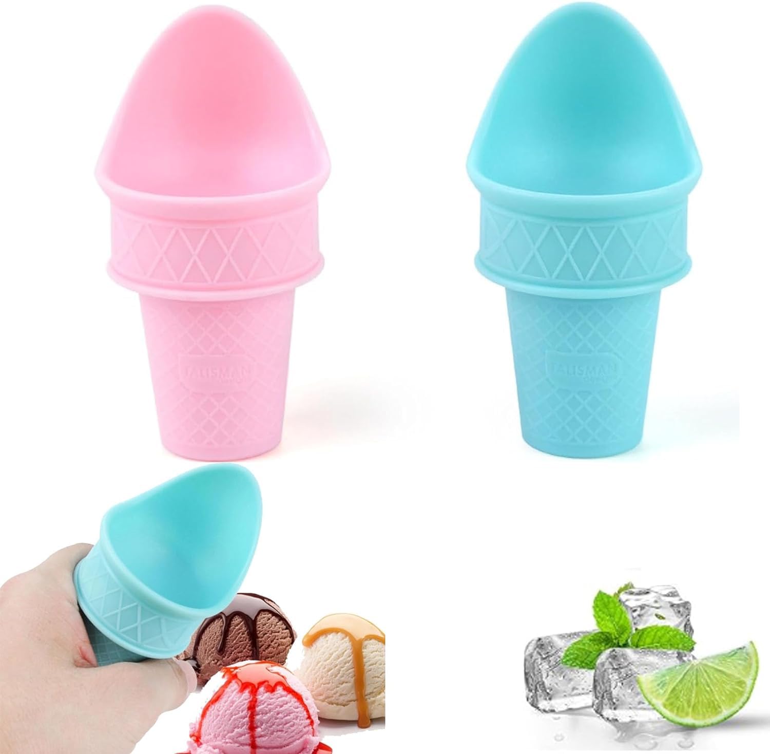 Oprtuisi 2PCS Plastic Ice Cream Cone Holder Ice Cream Snow Cone Rack, 2024 New Ice Cream Cone, Plastic Ice Cream Snow Cone Rack, Ice Cream Plastic Cup Spoon For Birthday Party, Gifts For Kids