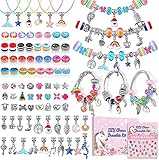 Schmuck Basteln Mädchen,Selizo 90PCS Kinder Schmuck Charm Armband Kit DIY , Armbänder Schmuck Basteln Mädchen Set mit Perlen für DIY Craft Making, Schmuck Geschenk für Teenager-Mädchen Kinder