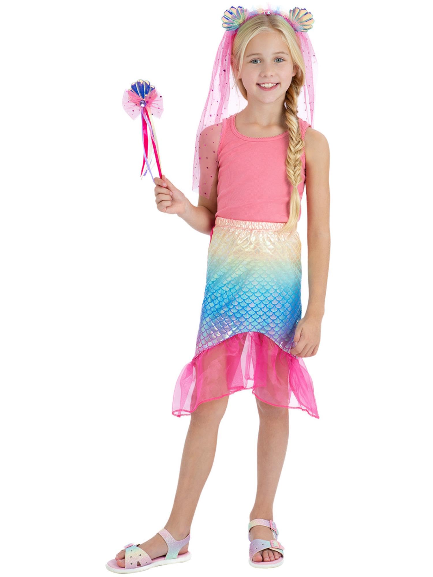 Smiffys Magical Mermaid Kit with Skirt, Headband & Wand, Girls Fancy Dress, Child Dress Up Accessories