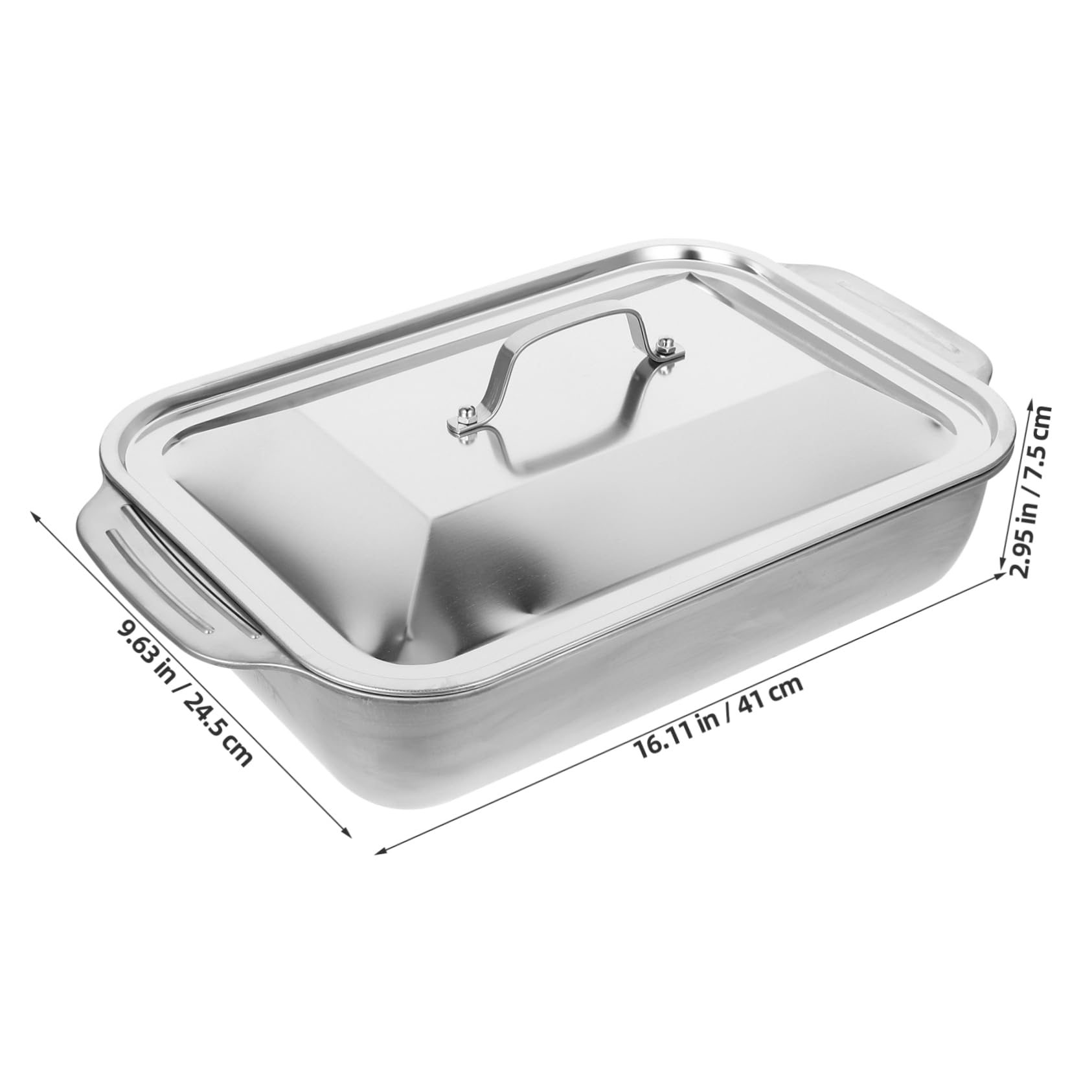 OFFSCH 1Set Stainless Steel Roasting Pan for Fish Lobsters Rectangular Deep Tray with Lid Versatile Pan for Home Restaurant Cooking Easy to Clean Lightweight