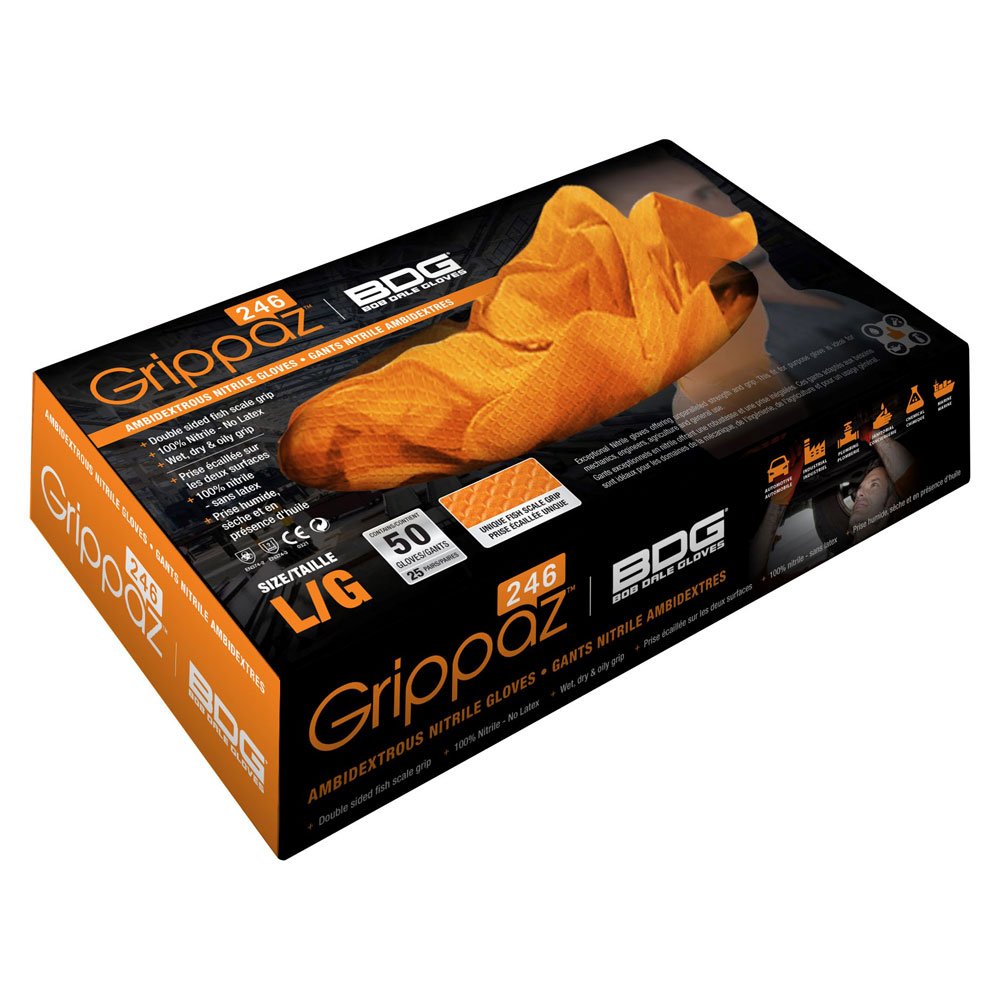 Grippaz QGR-O-XXL Work Gloves, Orange, XXL, Pack of 50 - Image 2