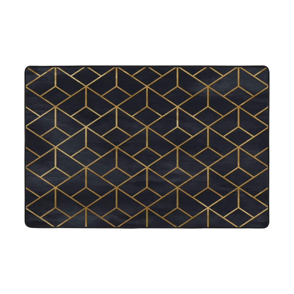 Grand tapis de sol antidérapant géométrique 152x99 cm pour salon et chambre