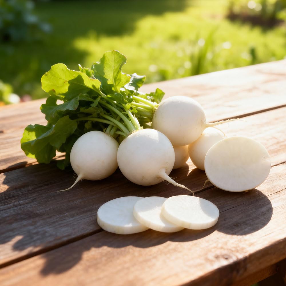 Radish Seeds – Ravanello Tondo Bianco – Early White Round Italian Variety – Crisp, Juicy, Fast-Growing Radish – Easy to Grow – High Germination