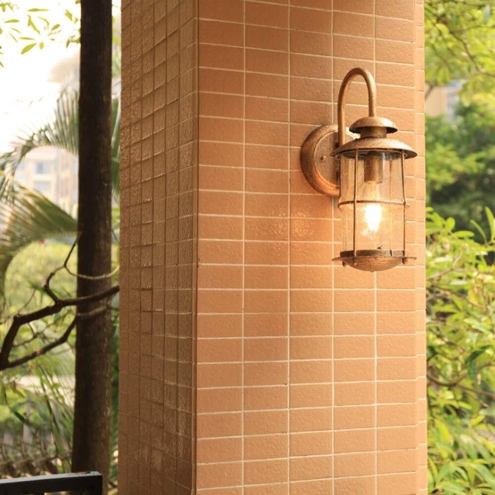 Lampa Ogrodowa,Lampy Vintage Metalowe Zewnętrzne Światło Ścienne Wodoodporne Oświetlenie Bramy Dziedzińca Szklane Lampy Ścienne Balkon Ogród Kinkiet Oprawa Ogrodowa(Bronze)