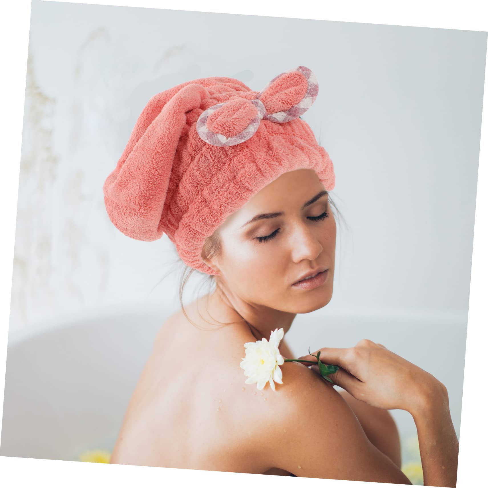 Veemoon Cap Fleece Hair Drying Cap 2pcs for Fast Dry Hair Absorbent Bathing Hats Towel