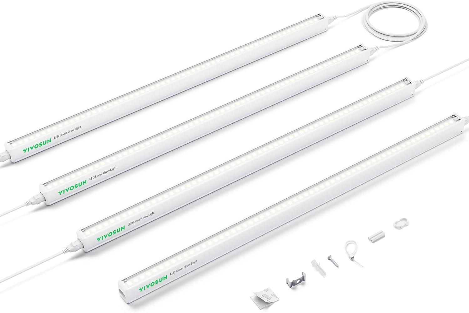 VIVOSUN T5 Linear Grow Lights, 2ft 5000K Full Spectrum LED Grow Light Strip for Indoor Growing, Plant Lights SGS Compatible, 15W/Bar, 4-Pack 2FT-4 Pack