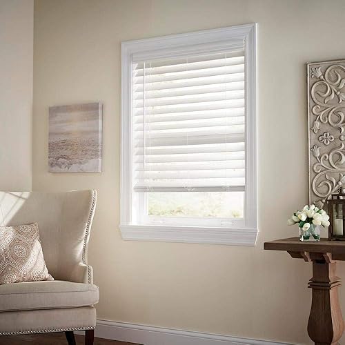 Home Decorators Collection Persiana de madera sintética de alta calidad sin cordón de 2-1/2 pulgadas, 23 pulgadas de ancho x 48 pulgadas de largo