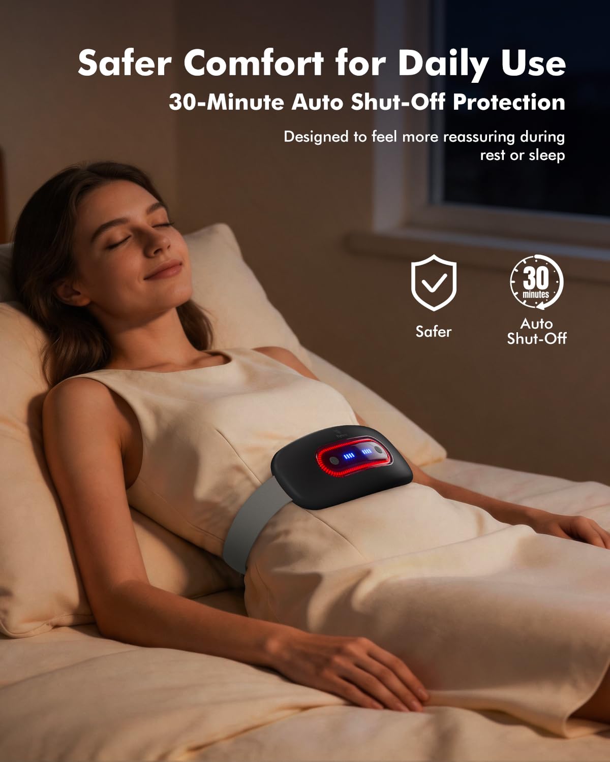 Almohadilla de calefacción eléctrica, almohadilla de calefacción menstrual portátil inalámbrica con 4 niveles de calor y 4 modos de masaje, cinturón de calentamiento rápido grande para el vientre