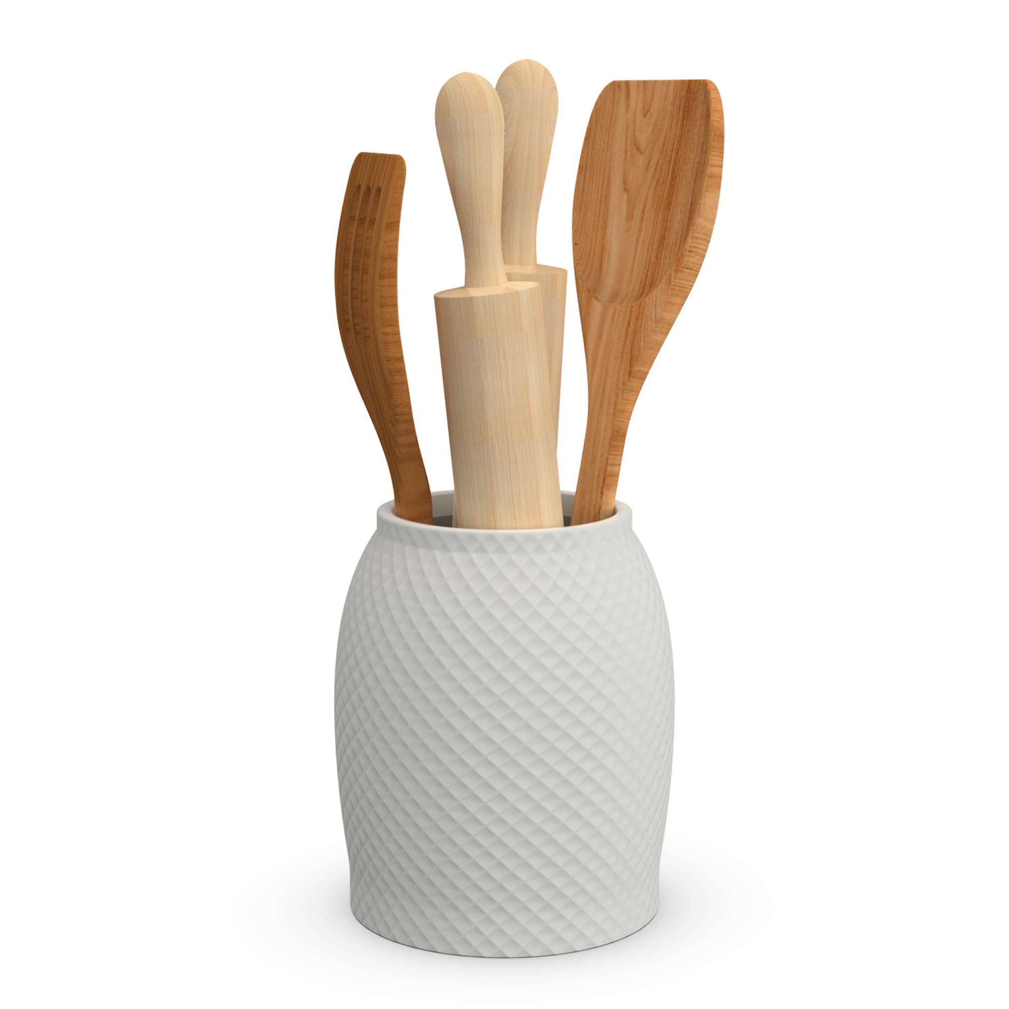 Spk Ceramic Utensil Holder White Large Kitchen Tool Holder For
