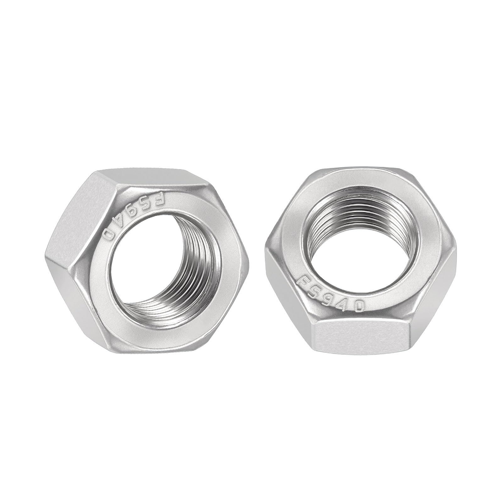 Kozelo 5pcs Hex Nuts - [1"-8] 304 Stainless Steel 18-8 (A2-70) Hardware Nuts for Mechanical Repair & Assembly, Standard Inch Coarse Thread Nut, Bright Finish, Silver