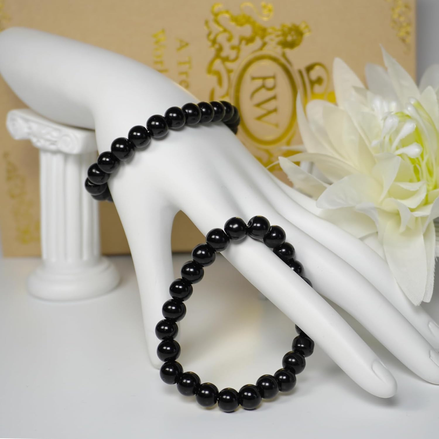 Black Glass Beads Bulk, 8mm Glass Beads for Barcelet and Jewelry Making DIY Crafts (360pcs) - Image 2