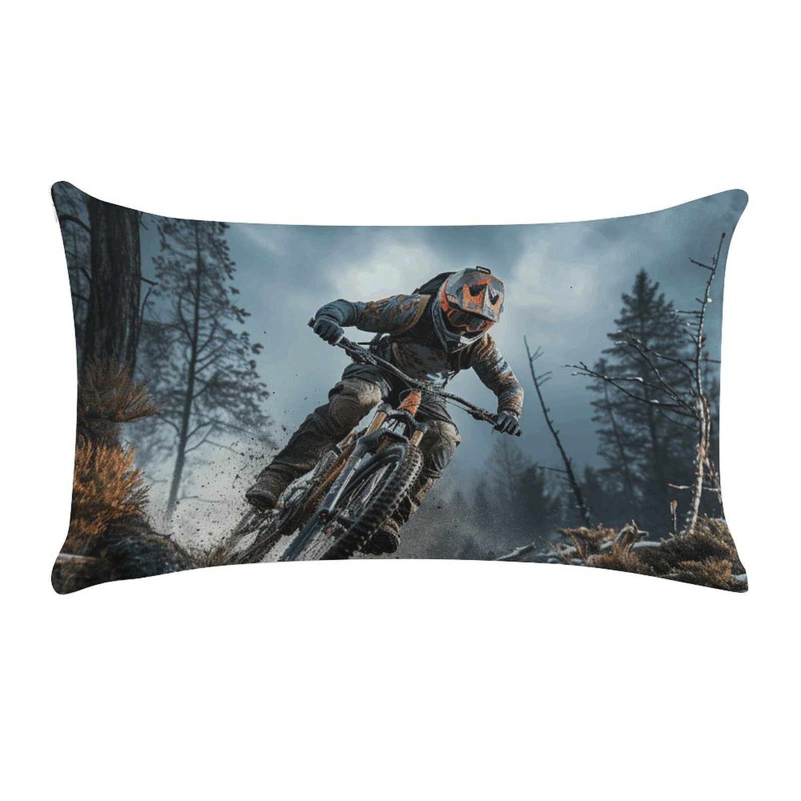 Mountain Bike Tournament Pillow Cases for Sofa, Super Soft Plush Pillow Cover with Zipper, Luxury Cozy Pillow Shams for All Seasons, Lightweight Pillowcases for Bedroom, 12" X 20"