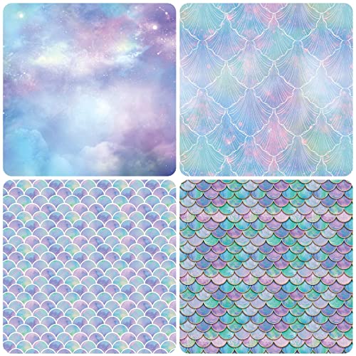 Plandrichw Birthday Wrapping Paper Folded For Girls Kids Baby Women Mermaid Scale Scallop Galaxy 4 Styles Of Gift Wrapping Paper For Weddings Graduation Anniversaries 12 Sheets 20 X 29 Inch #TOP5