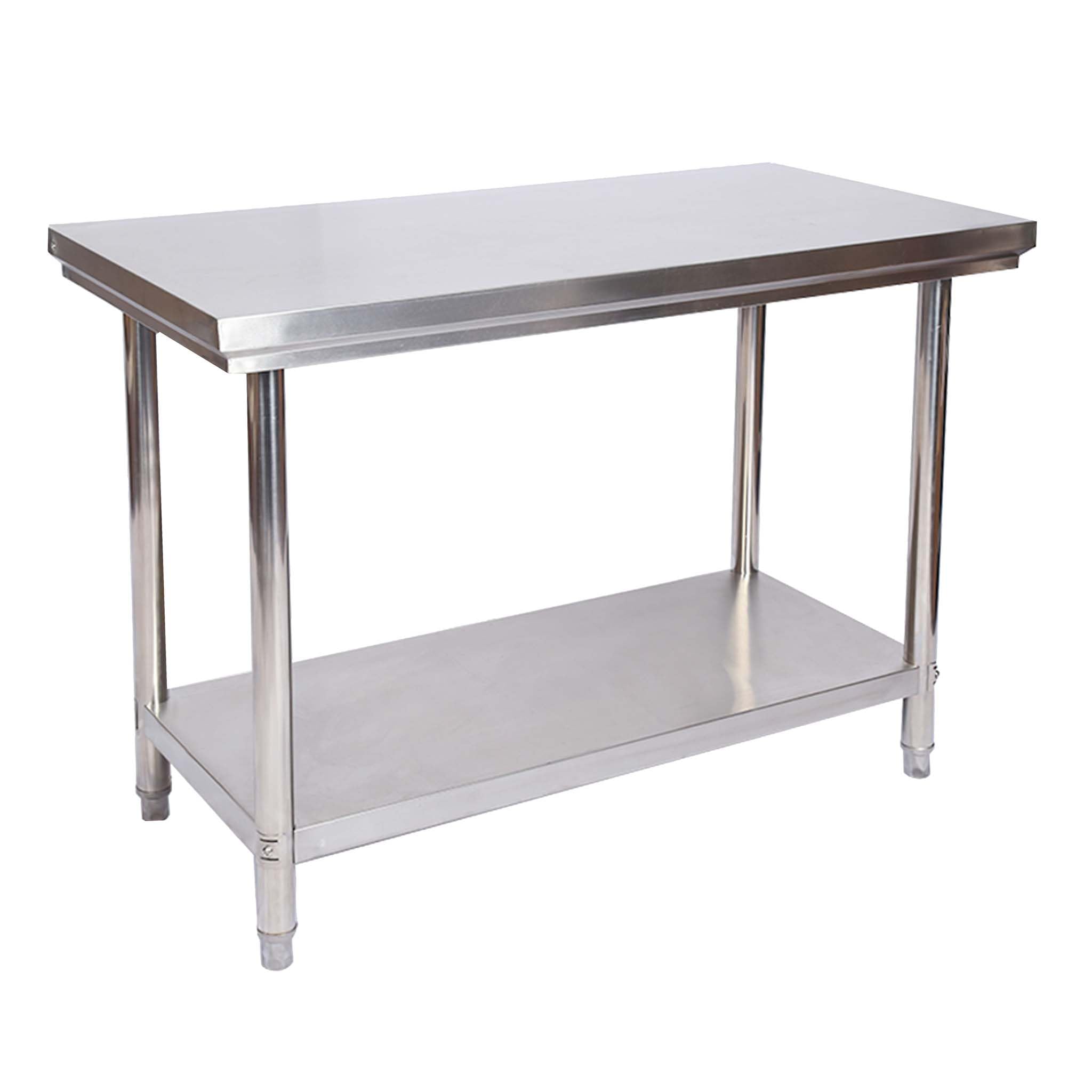 WilTec Table de Travail – 1200 x 600 x 850 mm – en Acier Inoxydable – avec Pieds Ajustables et Plaque en MDF – Établi INOX Table INOX