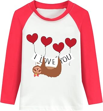 DDSOL Toddler Little Girl Valentine Day Shirt Love Heart Ladybug Tshirt Red White Raglan Long Sleeve Kid Tee Top