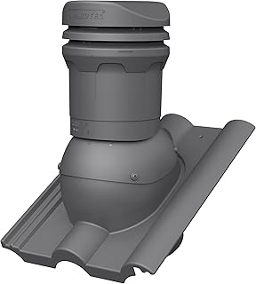Parotec Entlüftungskamin DN 125 mm – niedrige 325 mm – passiv Dachlüfter für NELSKAMP FINKENBERGER/IBF DOPPELRÖMER Dachziegel – Dachentlüftung | Lüftungsziegel – RAL 7024 Graphit
