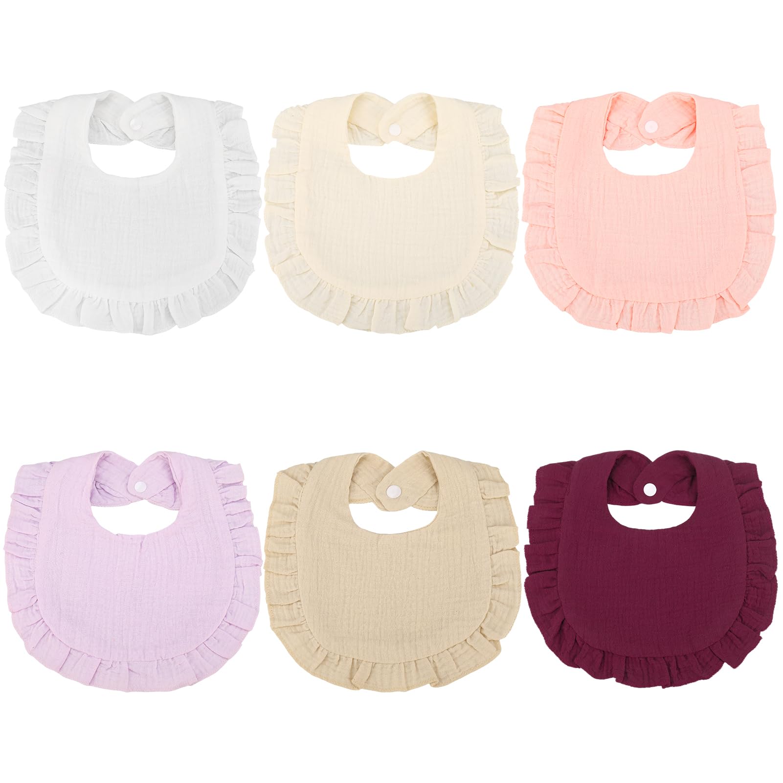 GSrenyu 6 Pcs Baby Bibs Muslin Dribble Bibs Baby Teething Bib with Adjustable Snaps Soft and Absorbent for Newborn Toddlers Aged 0-24 Months