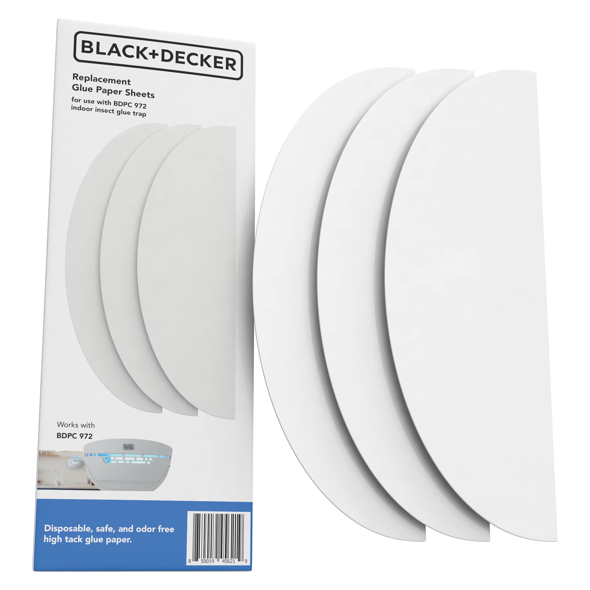 BLACK+DECKER Insect Glue Trap Wall-Mounted UV Light Bug Lamp Adhesive Glue-Board Replacements (3 Pack)