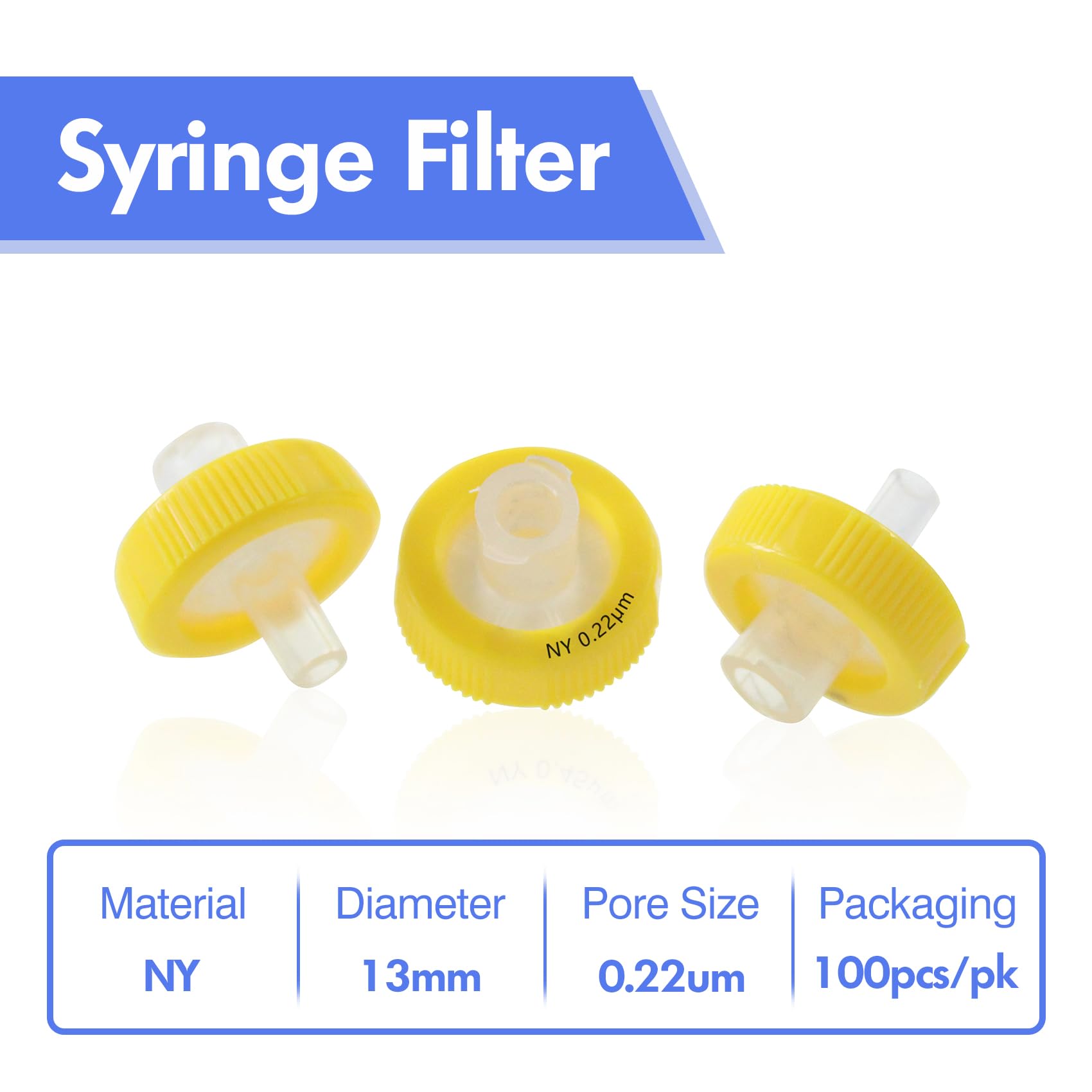 100 pezzi Filtro per Siringa in Nylon con Dimensione dei Pori di 0,22 μm, Diametro Della Membrana di 13 mm, Filtro per Siringa da Laboratorio, Filtro per Siringa HPLC e GC