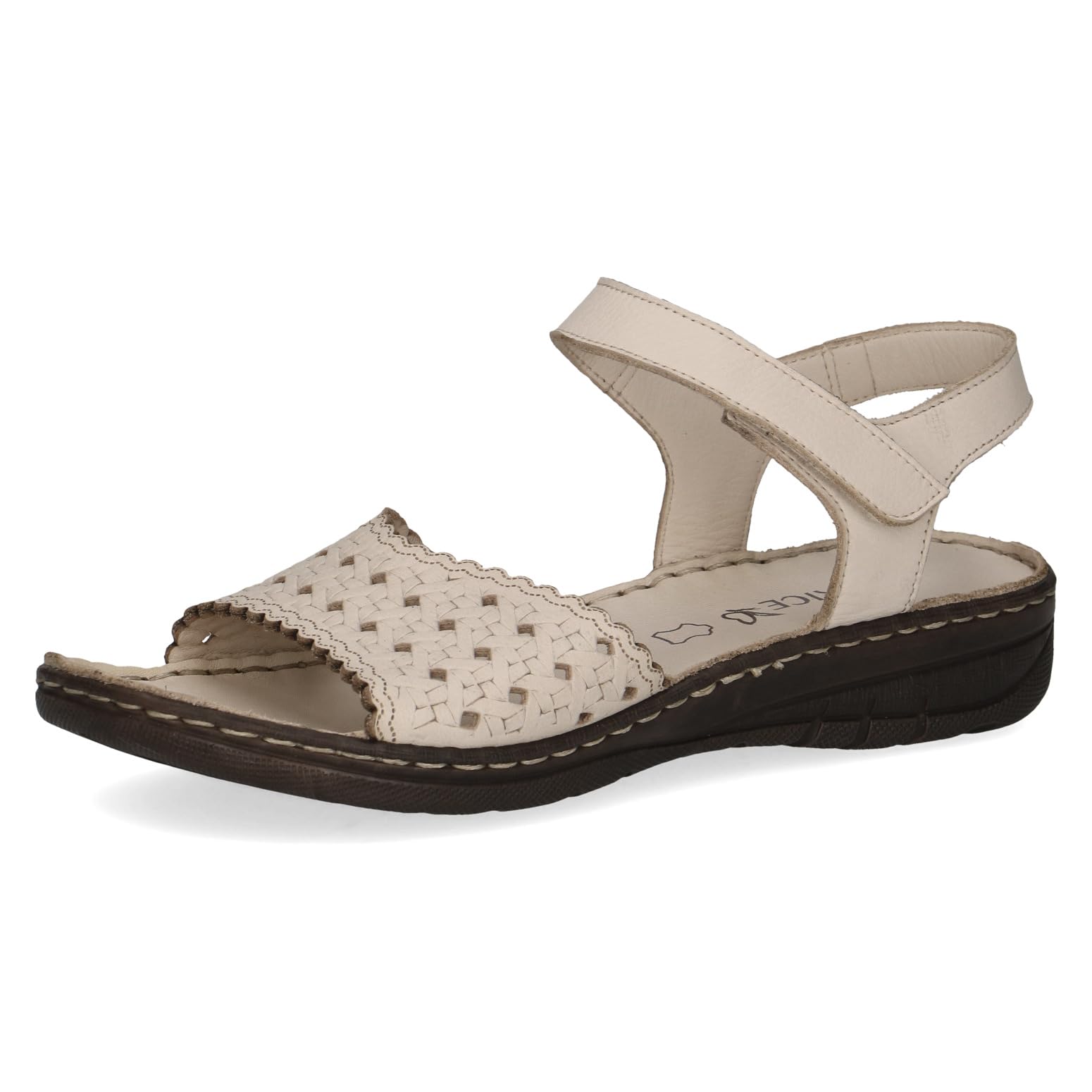 CAPRICE Women's Heeled Leather Sandals Comfortable, Beige (Beige Nappa), 6 UK