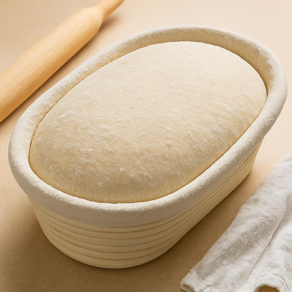 Saint Germain Bakery Premium Round Bread Banneton Basket with Liner - Perfect Brotform Proofing Basket for Making Beautiful Bread (10 inch Oval) - Image 5