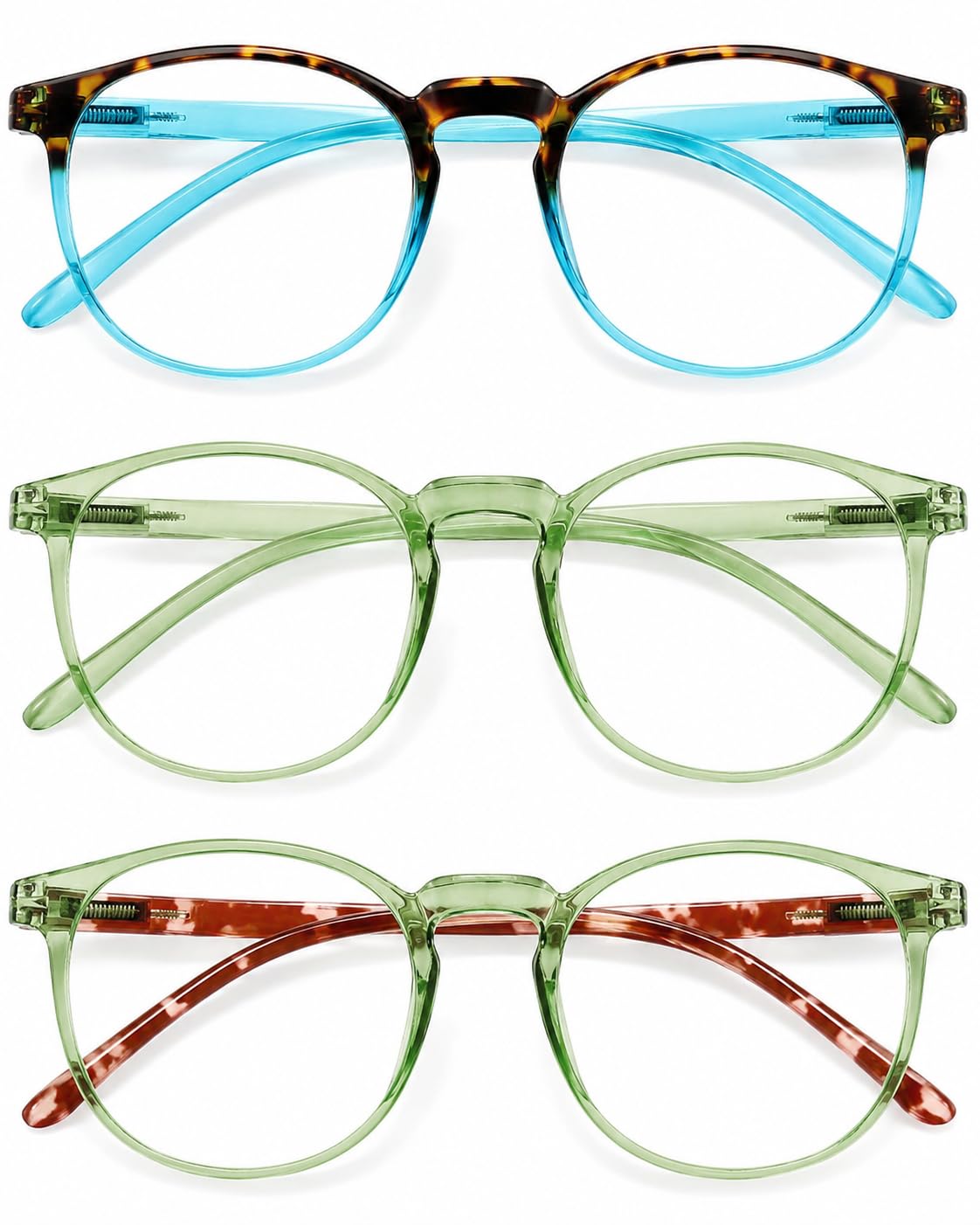 IBOANN Blue Light Glasses for Women - Blue Torto + Green + Green Leo Mix